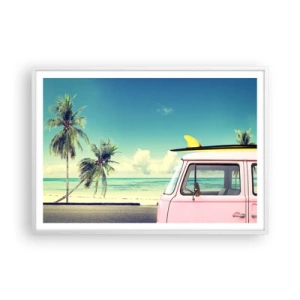 Affisch i vit ram - Dags att börja semester - 100x70 cm