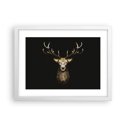 Affisch i vit ram - Kubistisk hjort - 40x30 cm