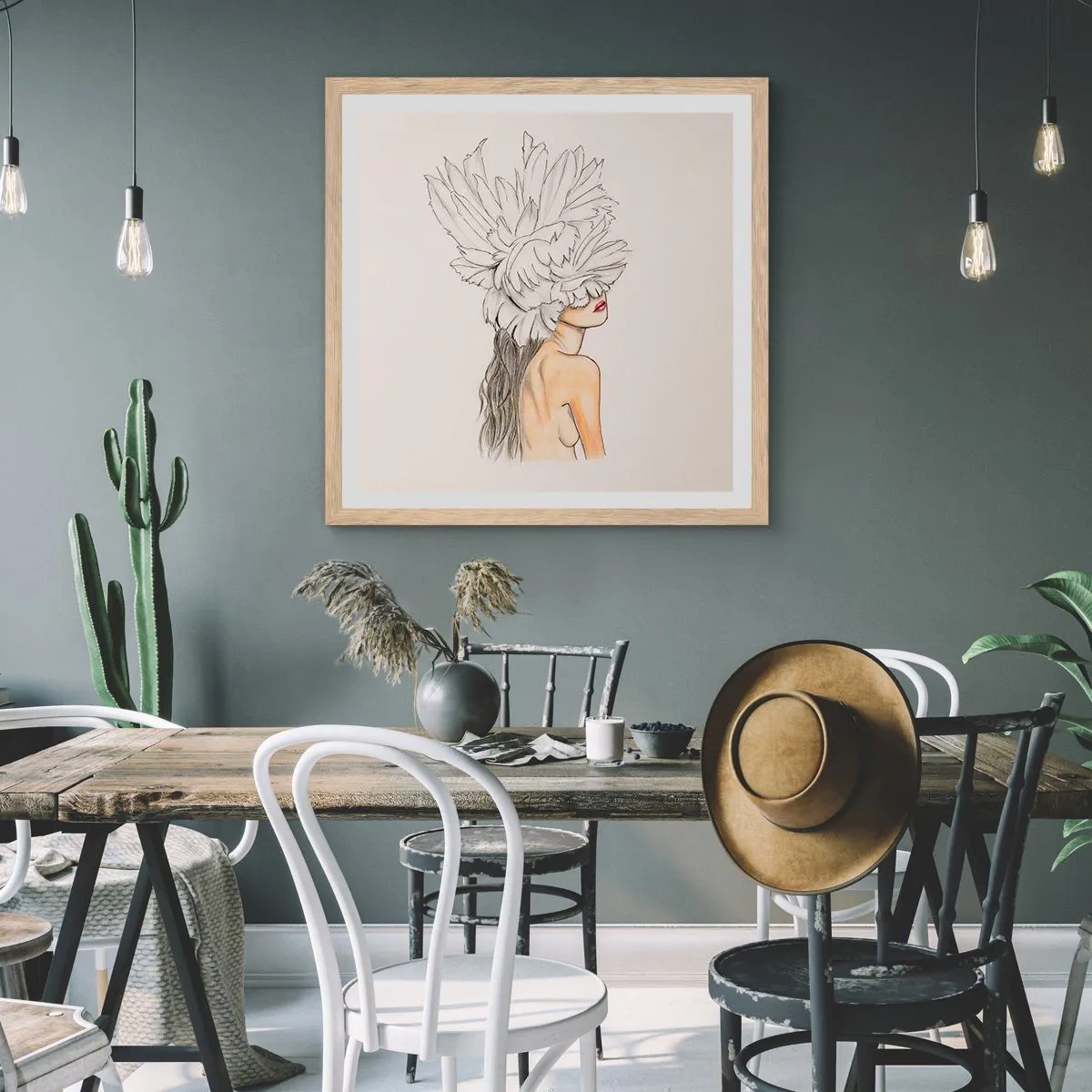 Affisch i ram av ljusek - Krönt skönhet - 40x40 cm