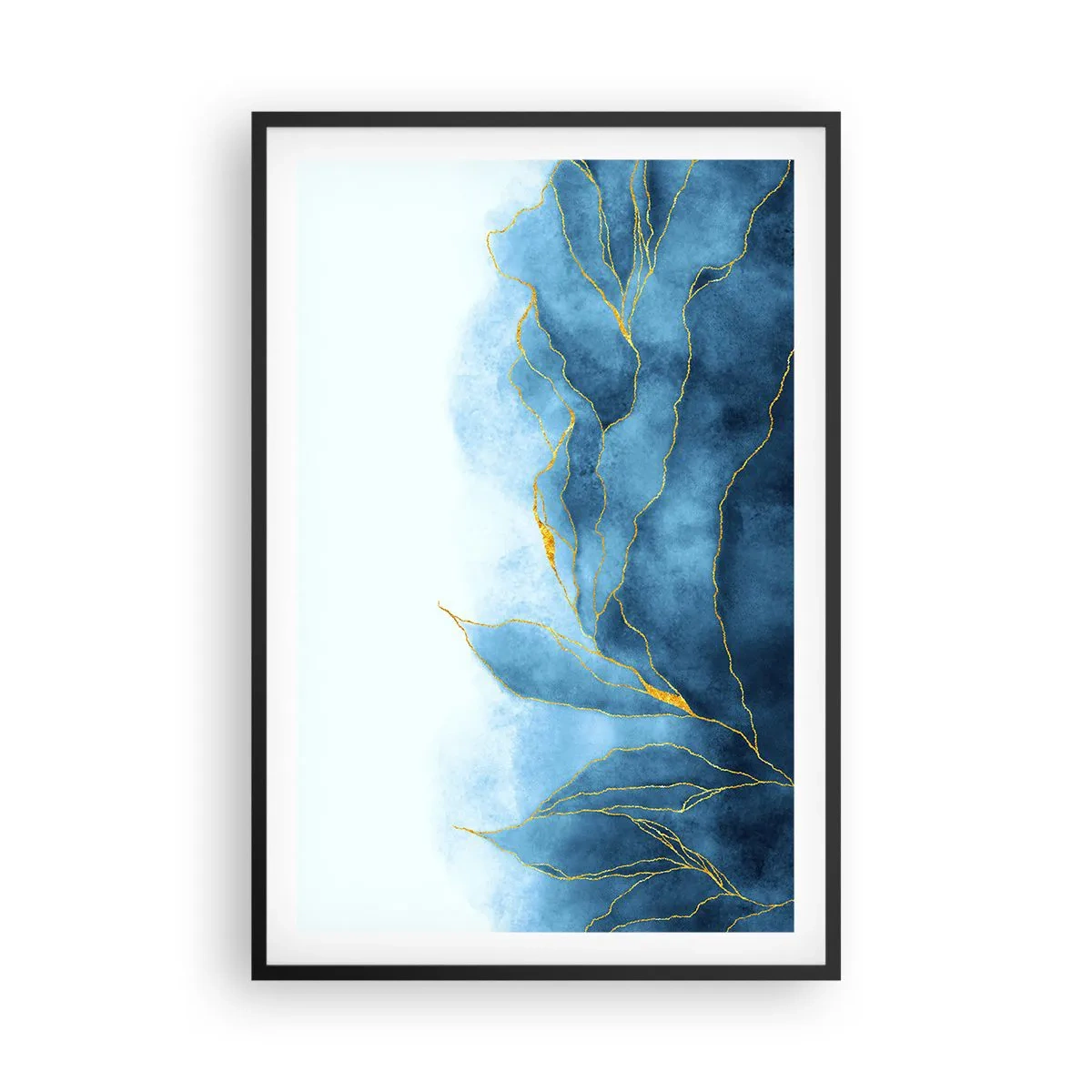 Affisch i svart ram - Blått i guld - 61x91 cm