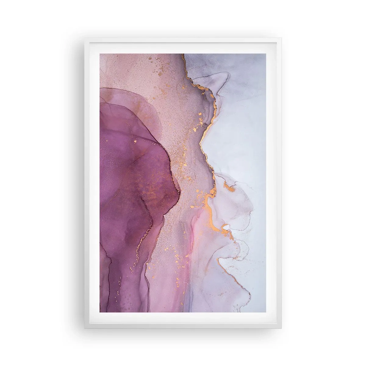 Affisch i vit ram - Lila och violett vågor - 61x91 cm