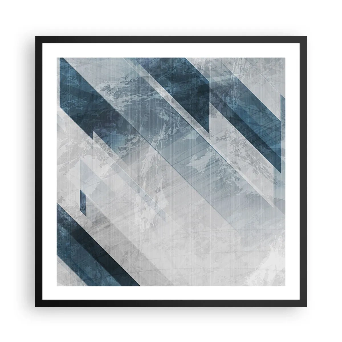 Affisch i svart ram - Tredimensionell komposition – gråhetens rörelse - 60x60 cm