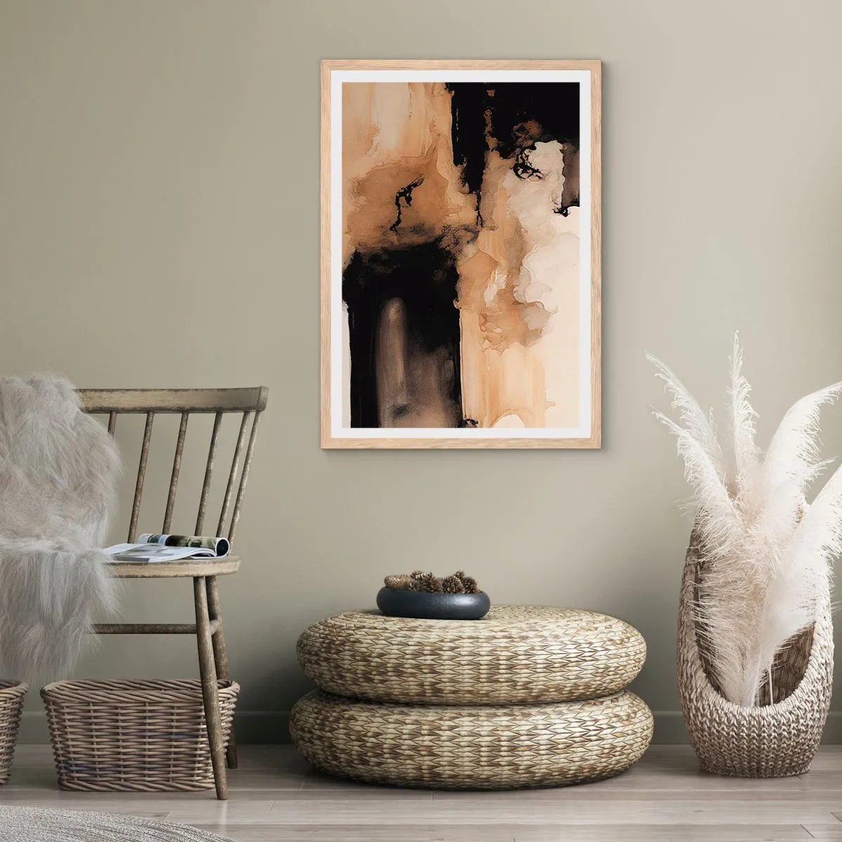 Affisch i ram av ljusek - Intrigerande abstraktion - 70x100 cm