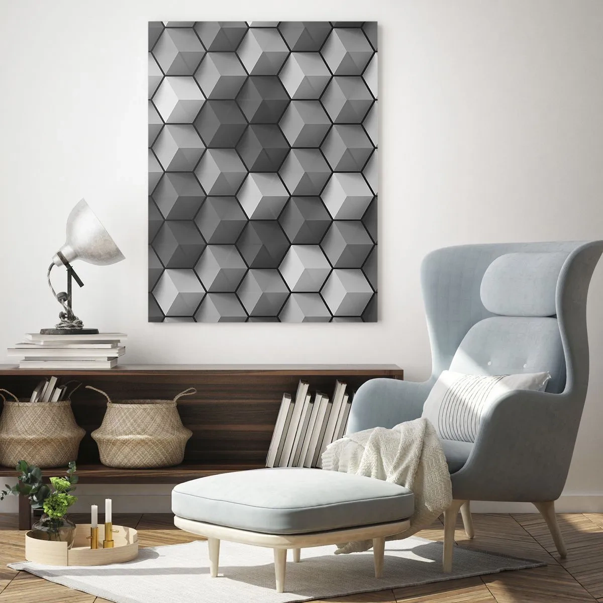 Glastavla - Bild på glas - Kubistiskt pussel - 50x70 cm