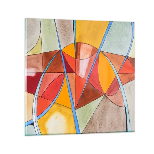 Glastavla - Bild på glas - Karusell, drömmarnas karusell - 30x30 cm