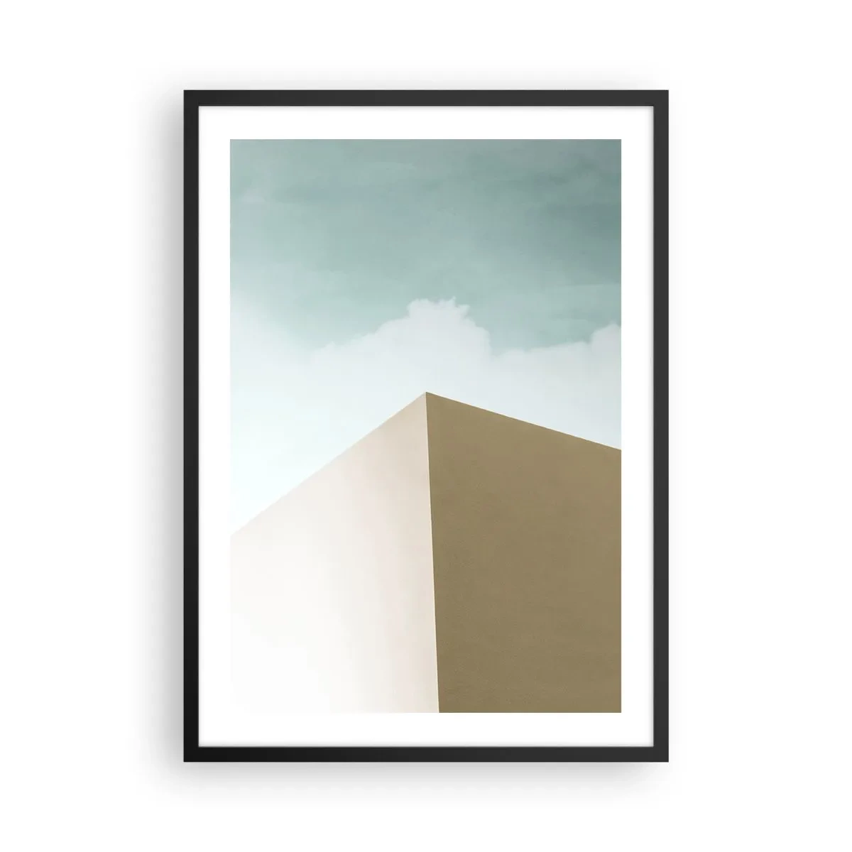 Affisch i svart ram - En minimalistisk byggnad med en delikat himmel - 50x70cm - Geometri av en solig sommar - Modern väggdekoration för vardagsrum och sovrum ARTTOR