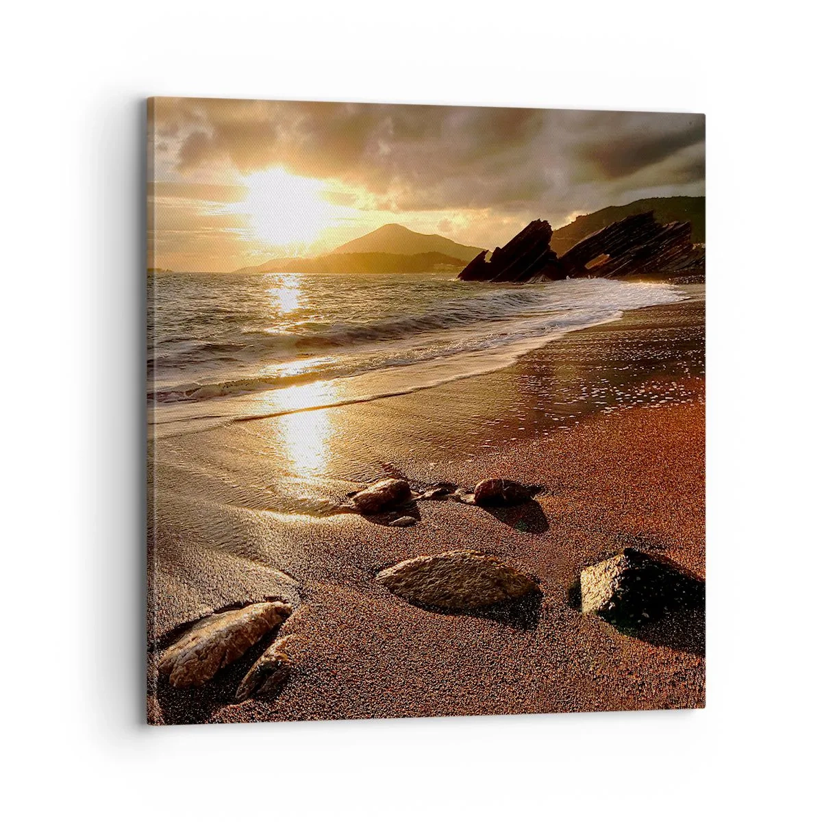 Canvastavla - Bild på duk - Följ solen mot kullarna - 70x70 cm