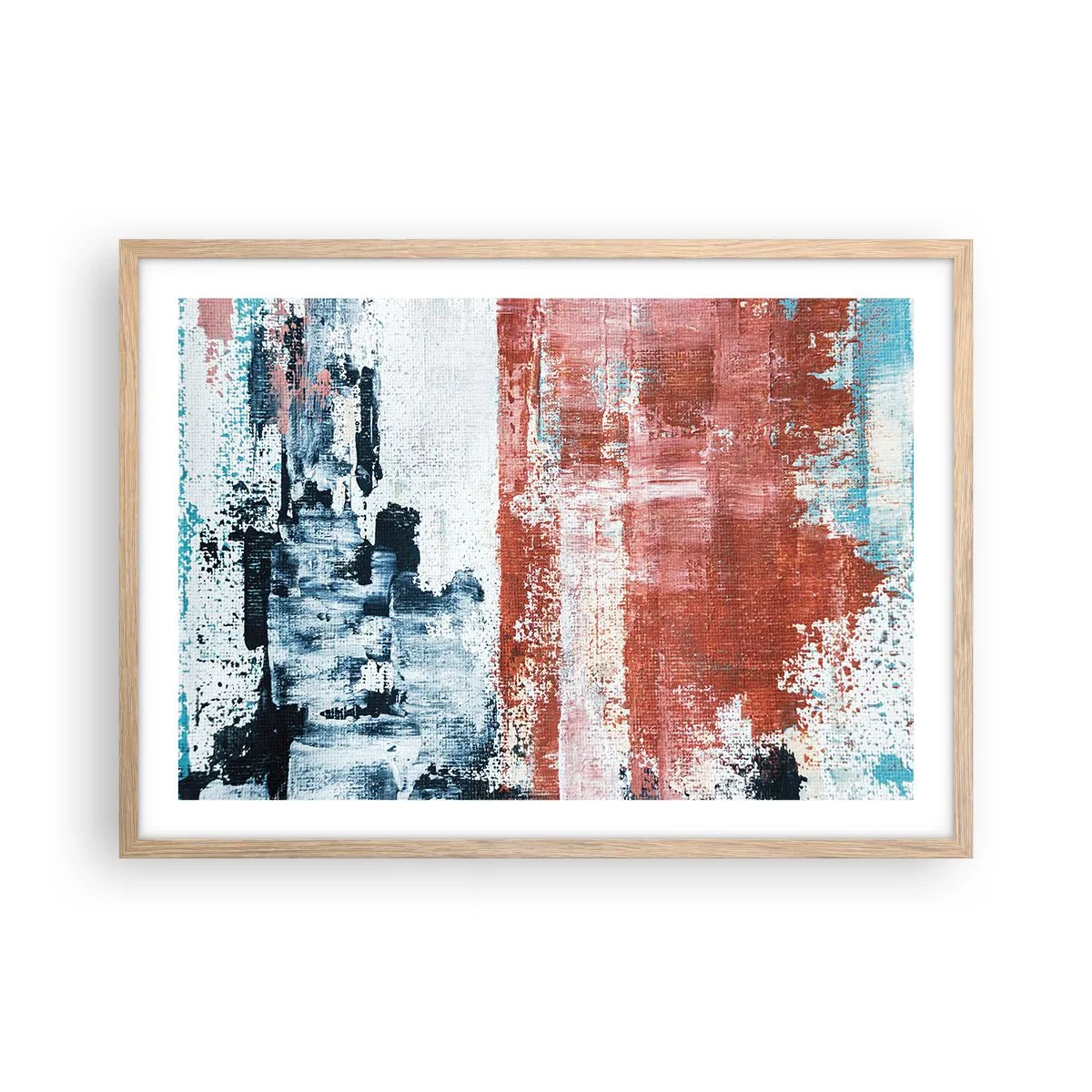 Affisch i ram av ljusek - Abstrakt halvt om halvt - 70x50 cm