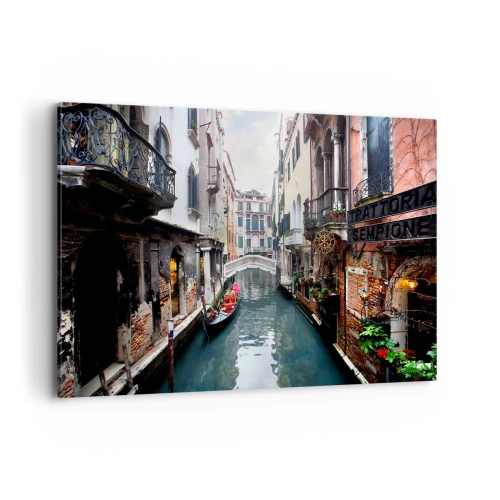 Canvastavla - Bild på duk - Venedig-landskap med gondol och bro - 120x80 cm