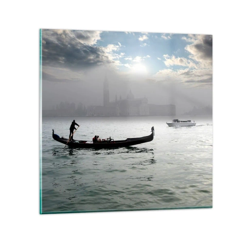 Glastavla - Bild på glas - Sagostad ur vatten och dimma - 60x60 cm