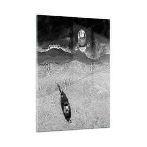 Glastavla - Bild på glas - Fortfarande på stranden... - 50x70 cm
