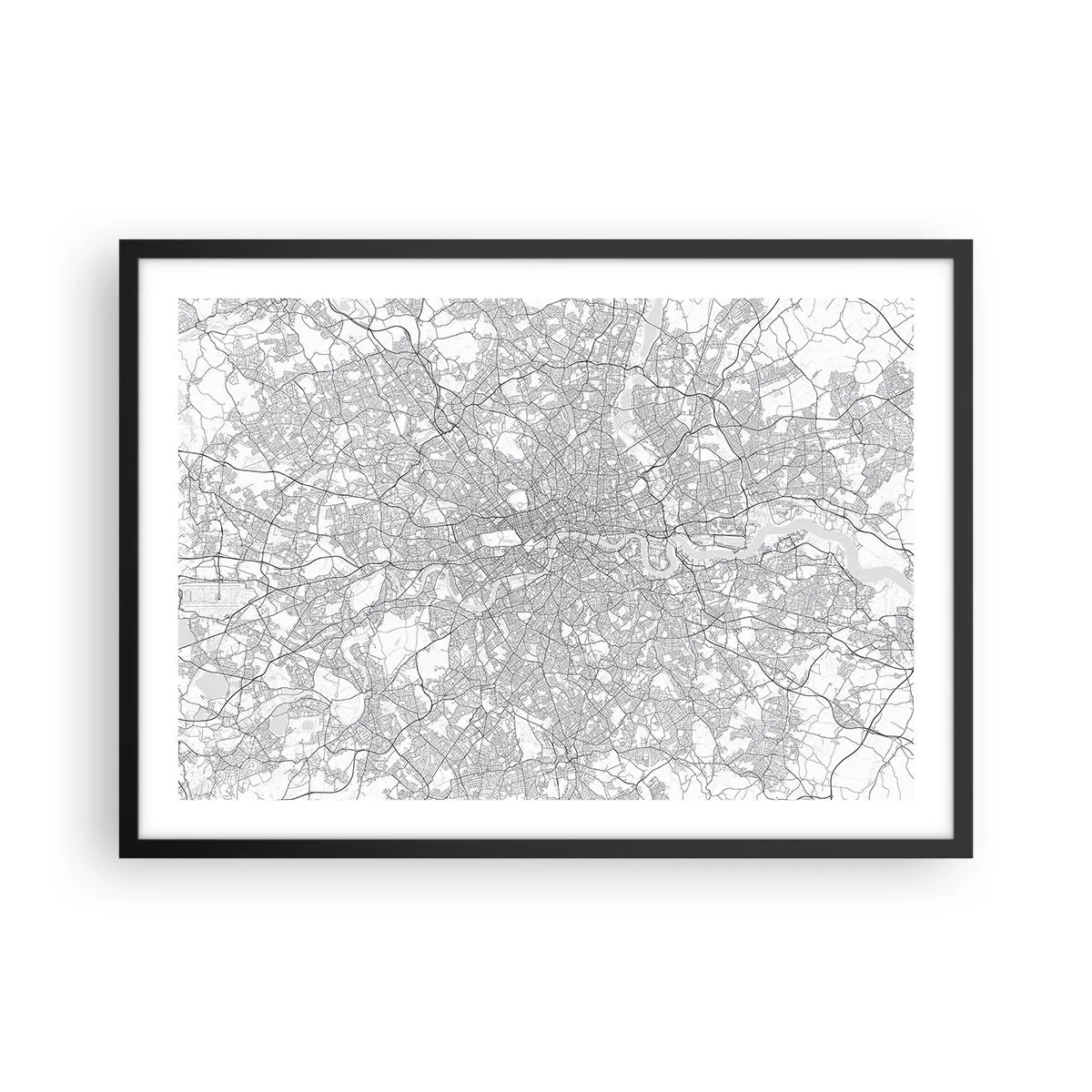 Affisch i svart ram - Karta över London-labyrinten - 70x50 cm
