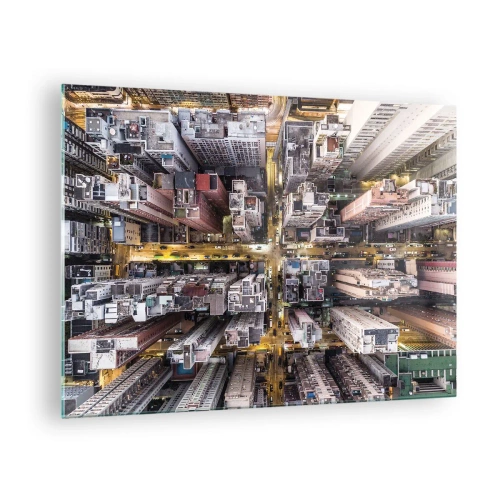 Glastavla - Bild på glas - Ett fågelperspektiv över metropolen - 70x50cm - Hälsningar från Hongkong - Modern väggdekoration för vardagsrum och sovrum ARTTOR