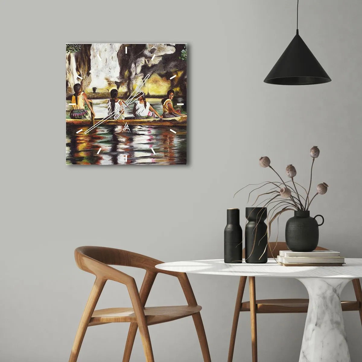 Väggklocka - Klocka på glas - I polynesiskt paradis - 40x40 cm