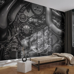 Självhäftande Fototapet Deluxe Sticker - Mekanikens poesi - Motor, Mekaniker, Metall - 450x315 cm