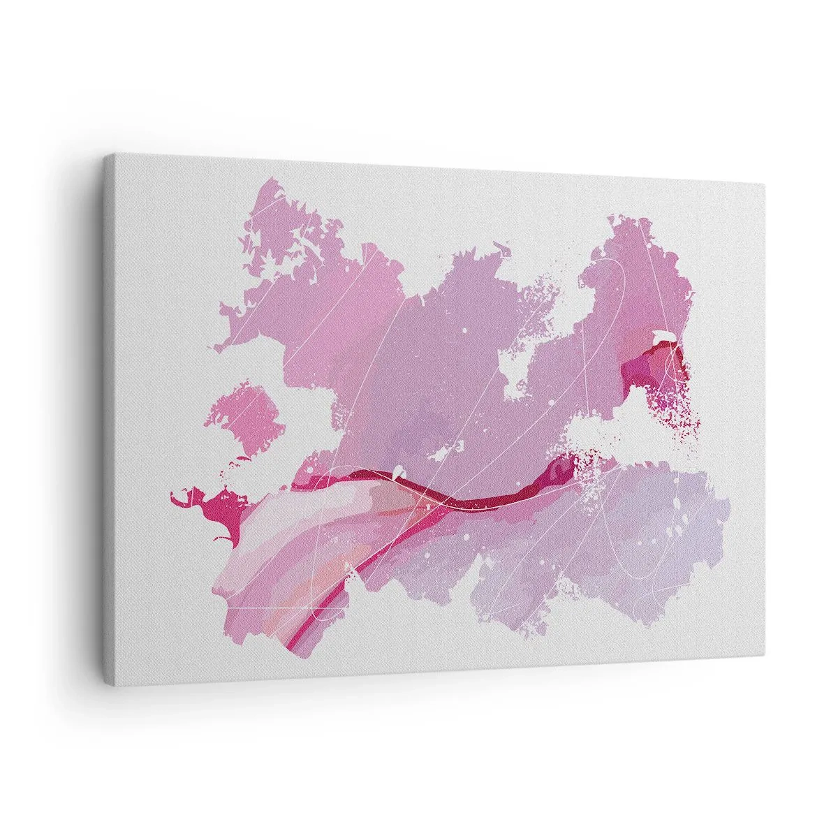 Canvastavla - Bild på duk - Abstrakt världskarta i nyanser av rosa - 70x50cm - Karta över en rosa värld - Modern väggdekoration för vardagsrum och sovrum ARTTOR