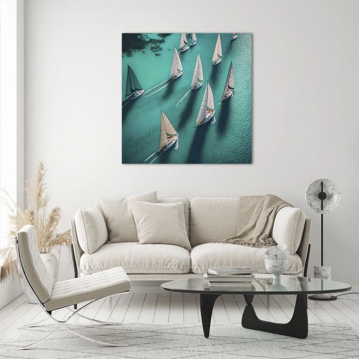 Glastavla - Bild på glas - Tävla med vinden - 70x70 cm