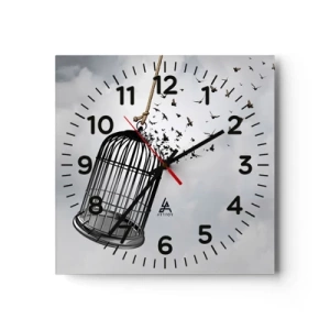 Väggklocka - Klocka på glas - Tro...Hopp...Frihet! - 30x30 cm