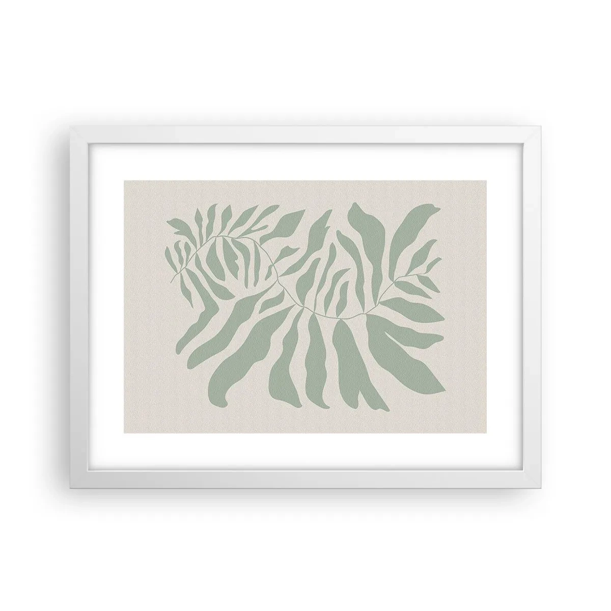 Affisch i vit ram - Smaragdgrön gren - 40x30 cm