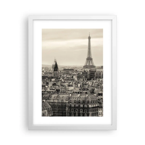Affisch i vit ram - Över Paris tak - 30x40 cm
