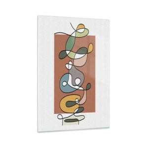 Glastavla - Bild på glas - Abstraktion: en färgglad dans - 80x120 cm