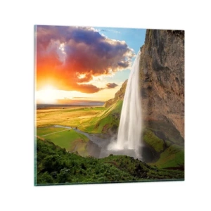 Glastavla - Bild på glas - Full av isländsk sommar - 30x30 cm