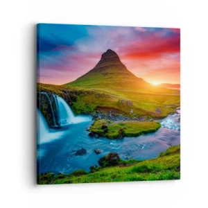 Canvastavla - Bild på duk - Island - eld och vatten - 30x30 cm