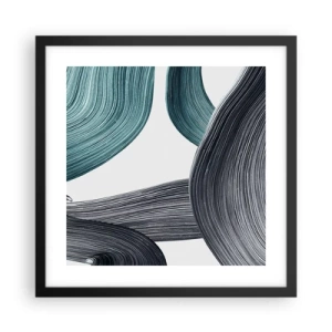 Affisch i svart ram - Smaragd och svarta spår - 40x40 cm