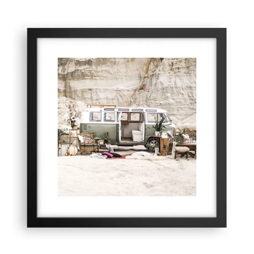 Affisch i svart ram - Dags att börja resan - 30x30 cm