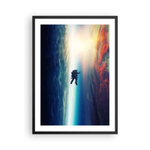 Affisch i svart ram - Astronaut i rymden med jorden och solen i bakgrunden - 50x70cm - Stå emot universumet - Modern väggdekoration för vardagsrum och sovrum ARTTOR