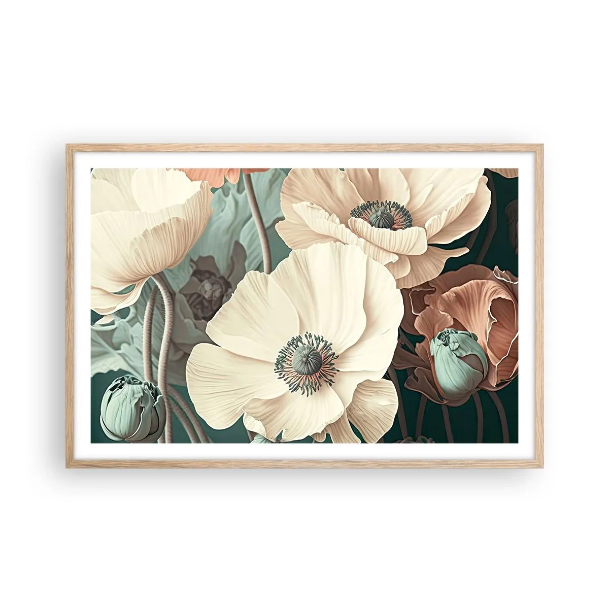 Affisch i ram av ljusek - Viskningar av vallmo - 91x61 cm