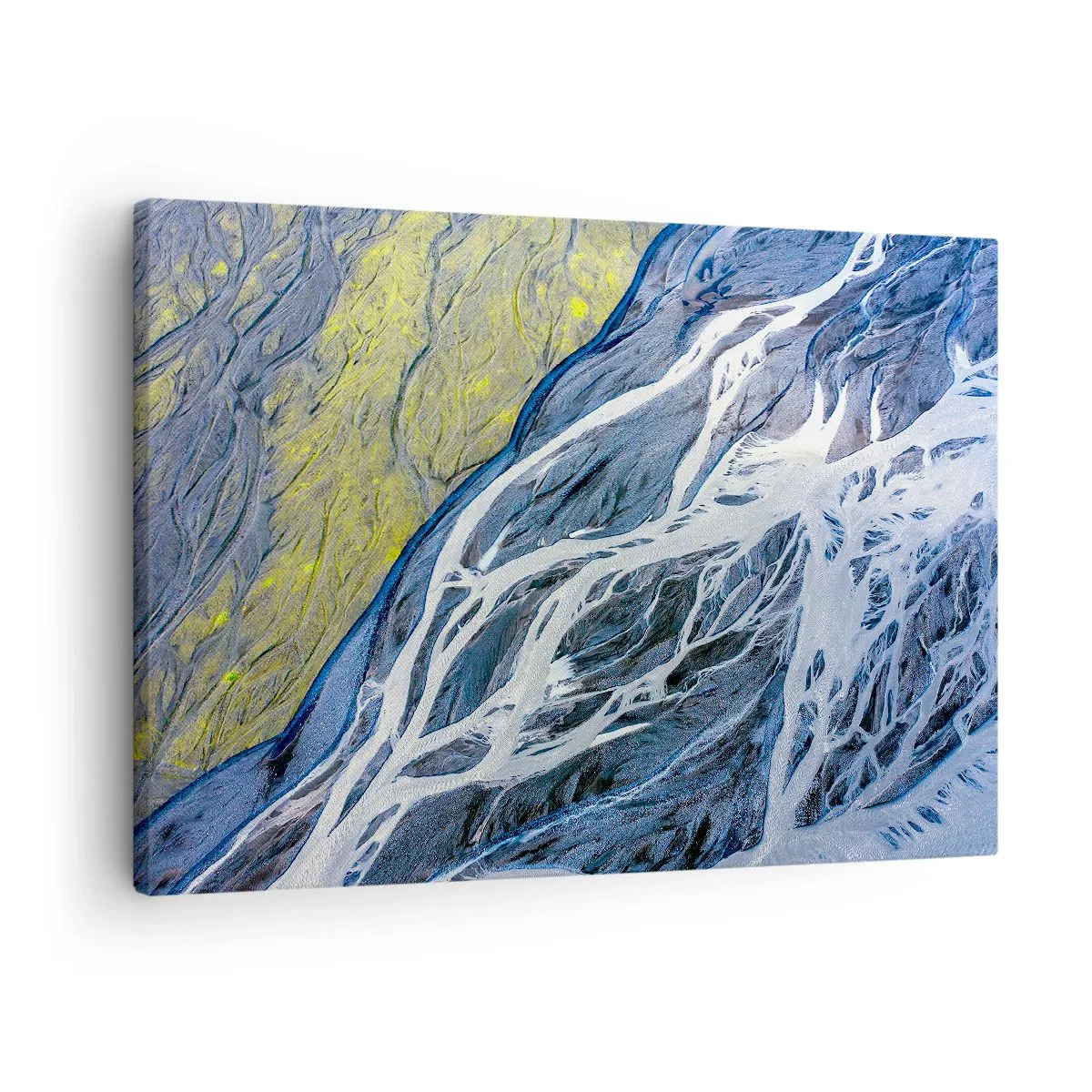 Canvastavla - Bild på duk - Abstrakt fågelperspektiv över slingrande flodbäddar - 70x50cm - Naturens grottmålningar - Modern väggdekoration för vardagsrum och sovrum ARTTOR