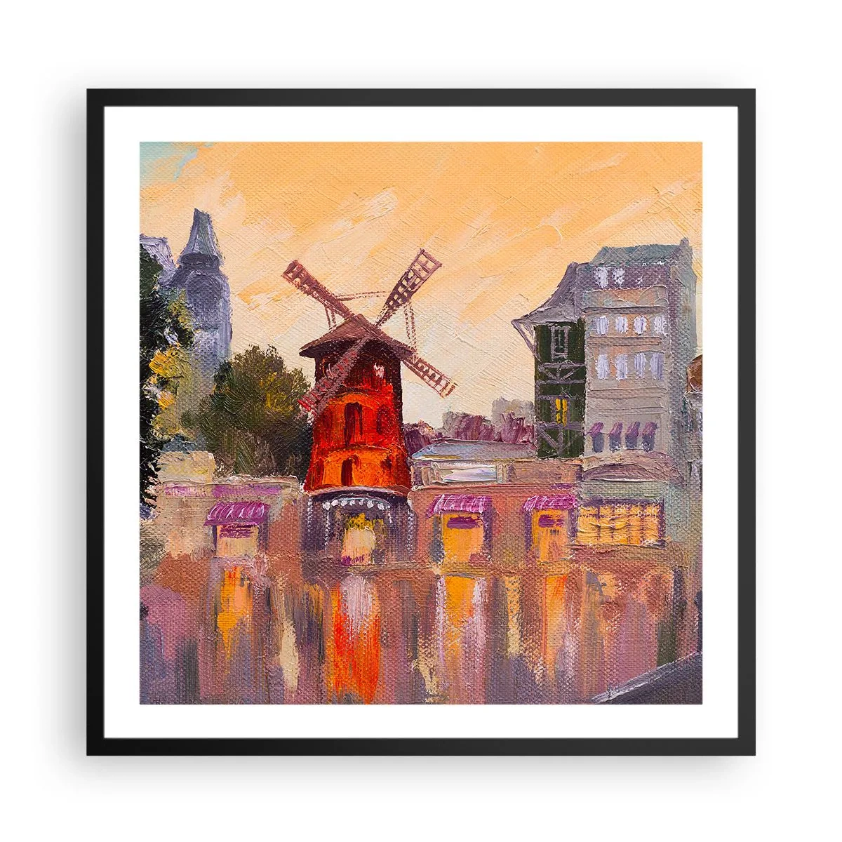 Affisch i svart ram - Ikoner av Paris – Moulin Rouge - 60x60 cm