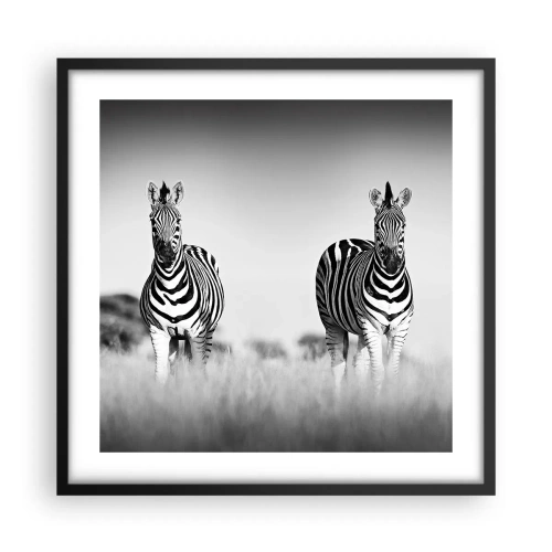 Affisch i svart ram - Men dock världen är svart-vit - 50x50 cm