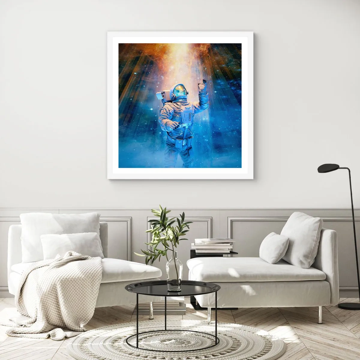 Affisch i vit ram - Äntligen i målet - 60x60 cm