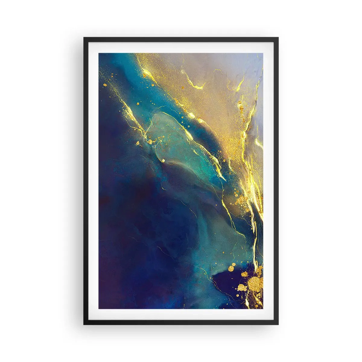 Affisch i svart ram - Utspillt guld - 61x91 cm