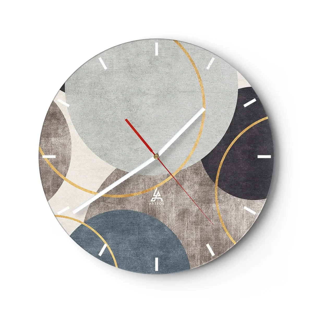 Väggklocka - Klocka på glas - Cirkel efter cirkel - 40x40 cm