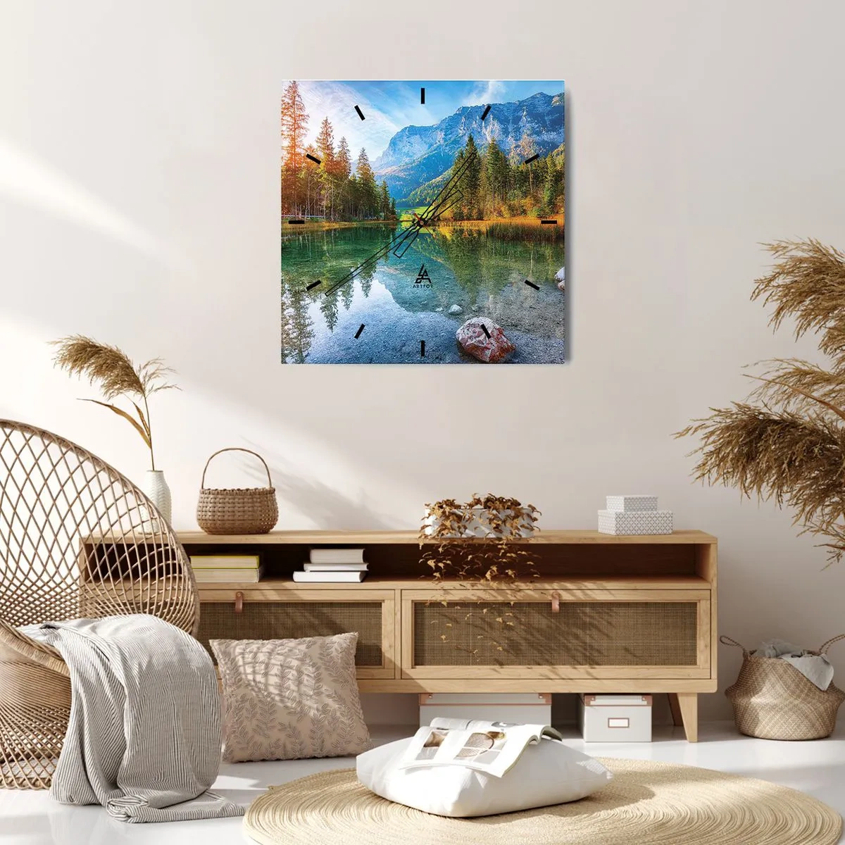 Väggklocka - Klocka på glas - Höstens mildhet - 30x30 cm