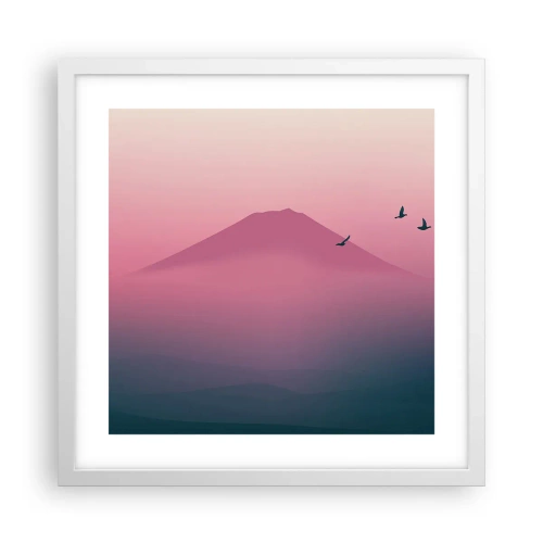 Affisch i vit ram - Vandrare över molnen - 40x40 cm