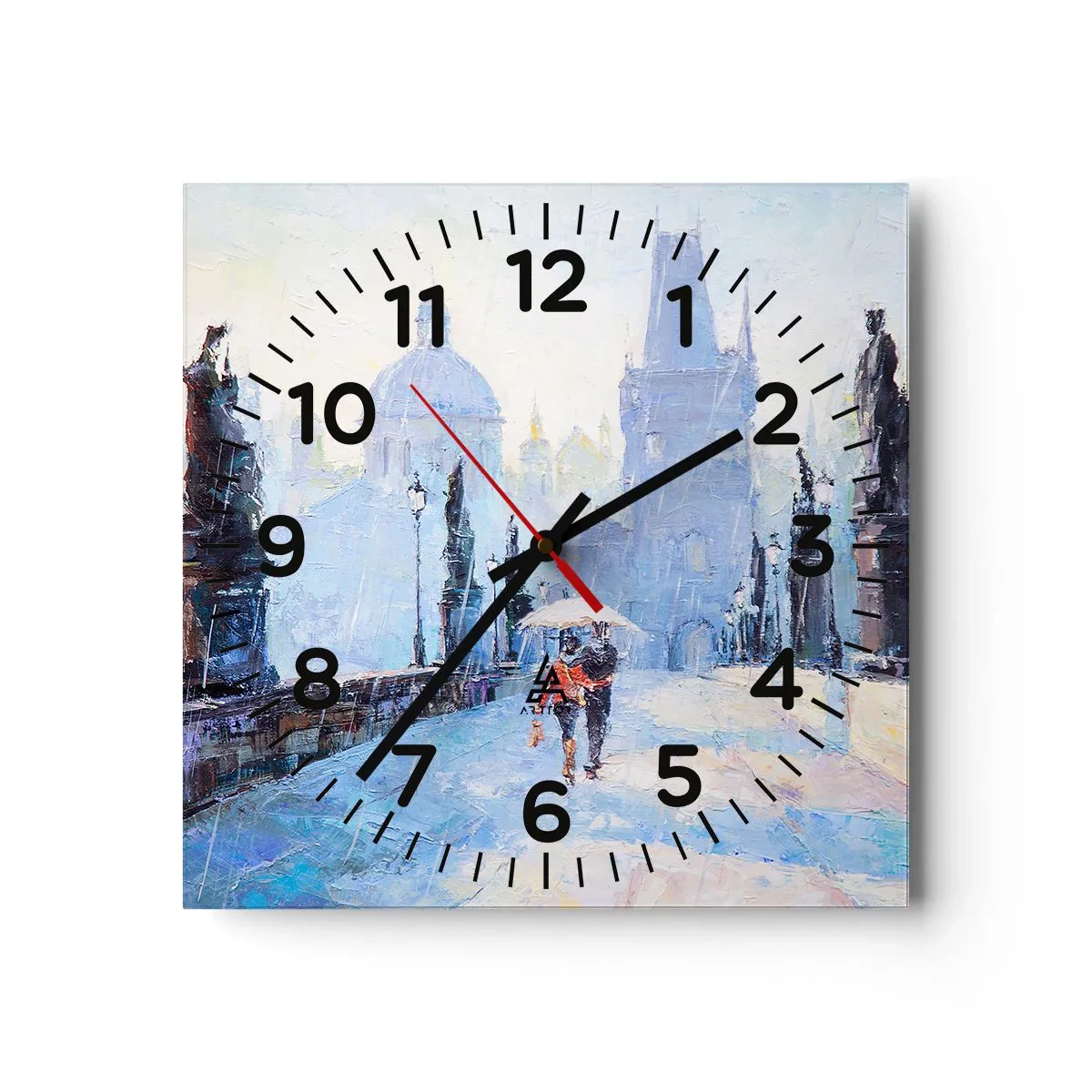 Väggklocka - Klocka på glas - Förtrollade av regnet - 40x40 cm