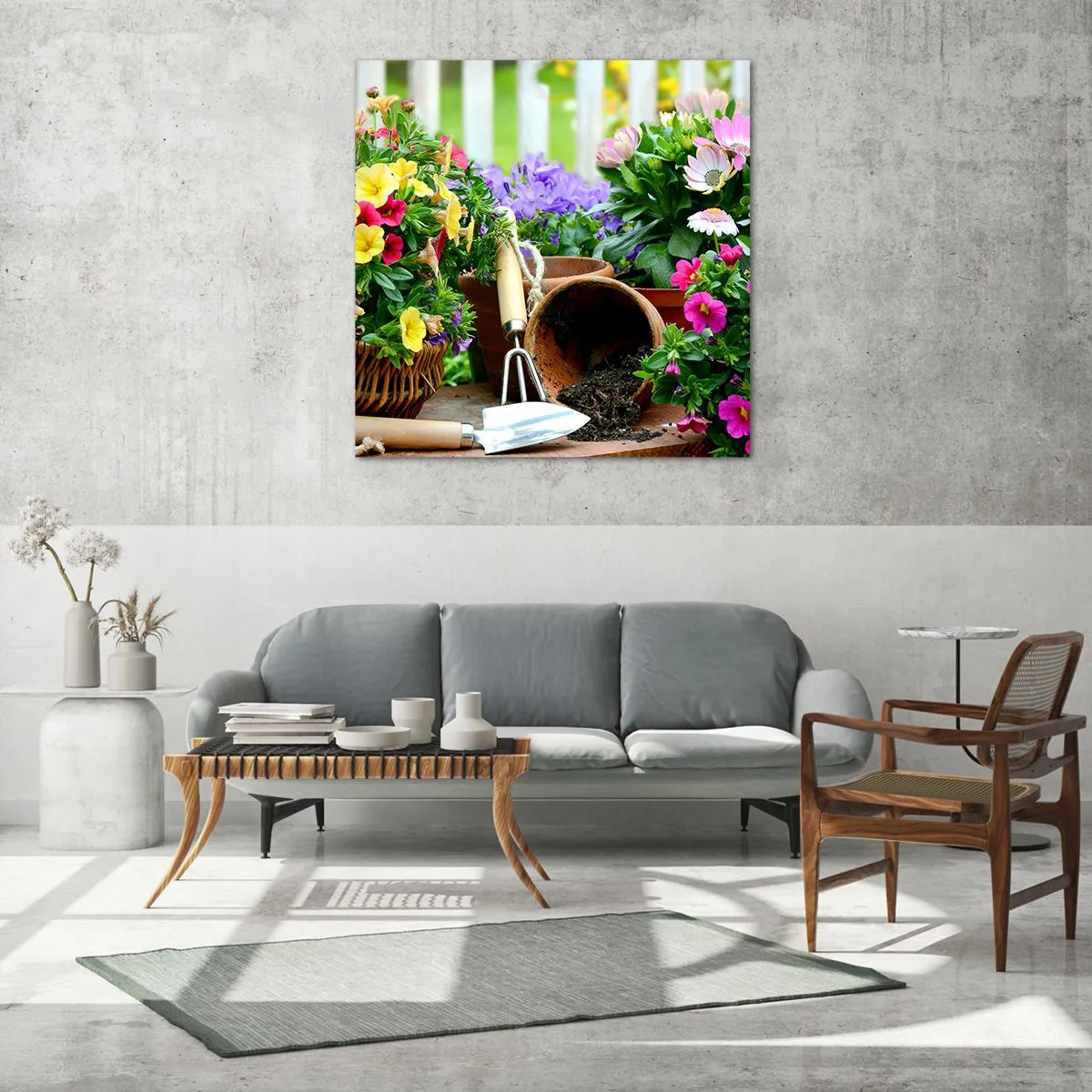 Glastavla - Bild på glas - Sofias lilla trädgård - 50x50 cm