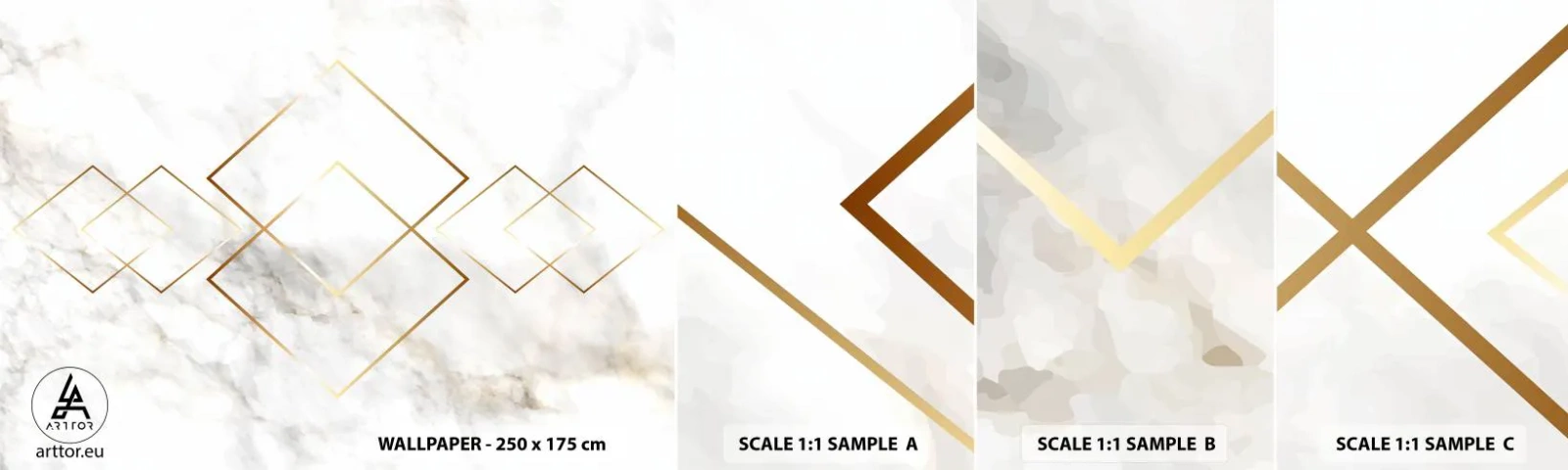 Provbit av självhäftande fototapet Deluxe Sticker - Utsikt över oändlighet - Abstraktion, Bit, Marmor - 100x30 cm