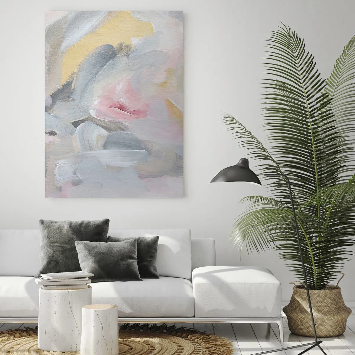 Glastavla - Bild på glas - I en pastellfärgad värld - 70x100 cm