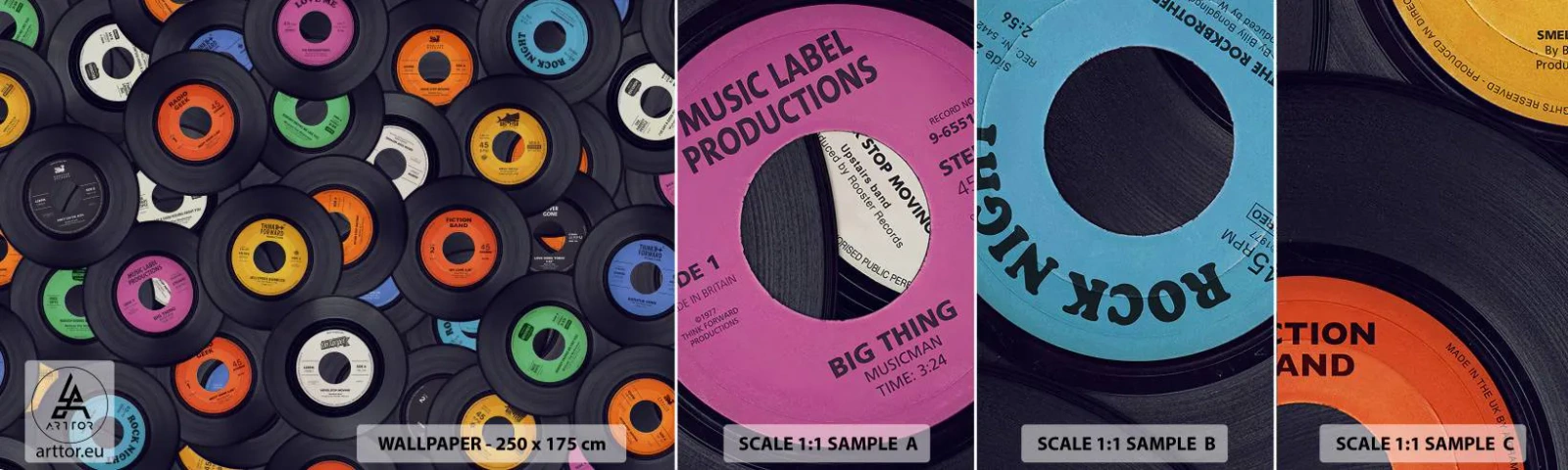 Fototapet Prov Standard Eco - Klassikens färger - Vinyl, musik, Årgång - 100x30 cm