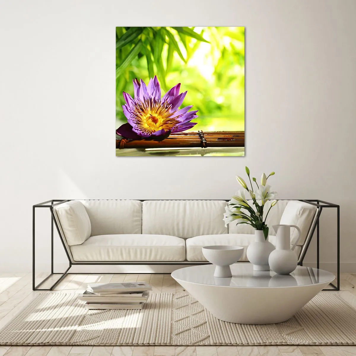 Glastavla - Bild på glas - I asiatisk sol - 40x40 cm