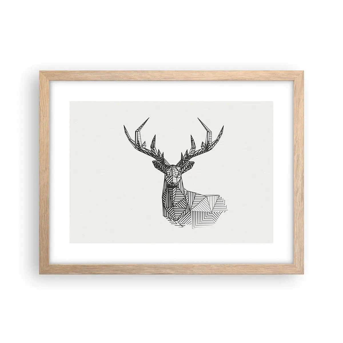 Affisch i ram av ljusek - Hjort i kubistisk stil - 40x30 cm