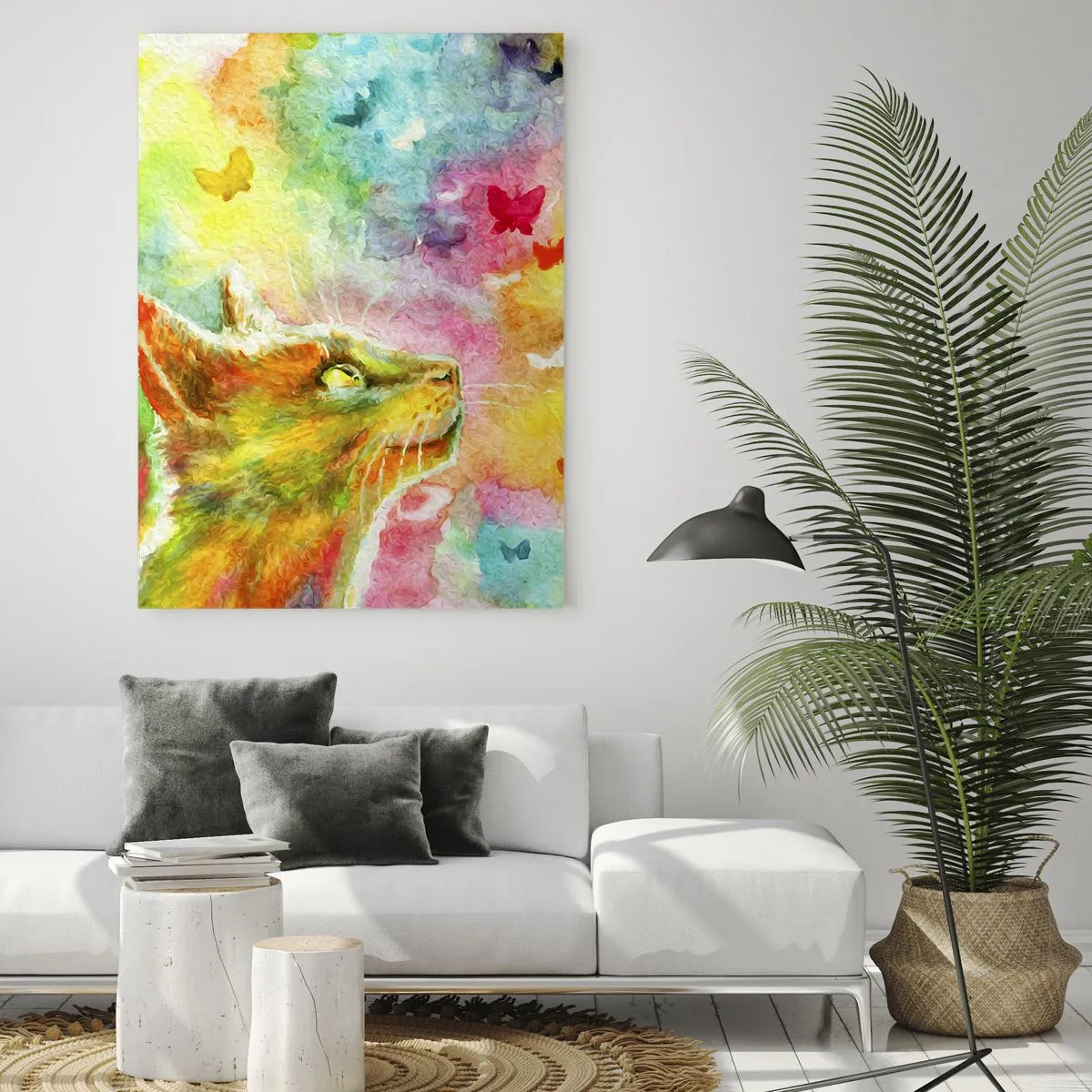 Glastavla - Bild på glas - I kattparadiset - 50x70 cm