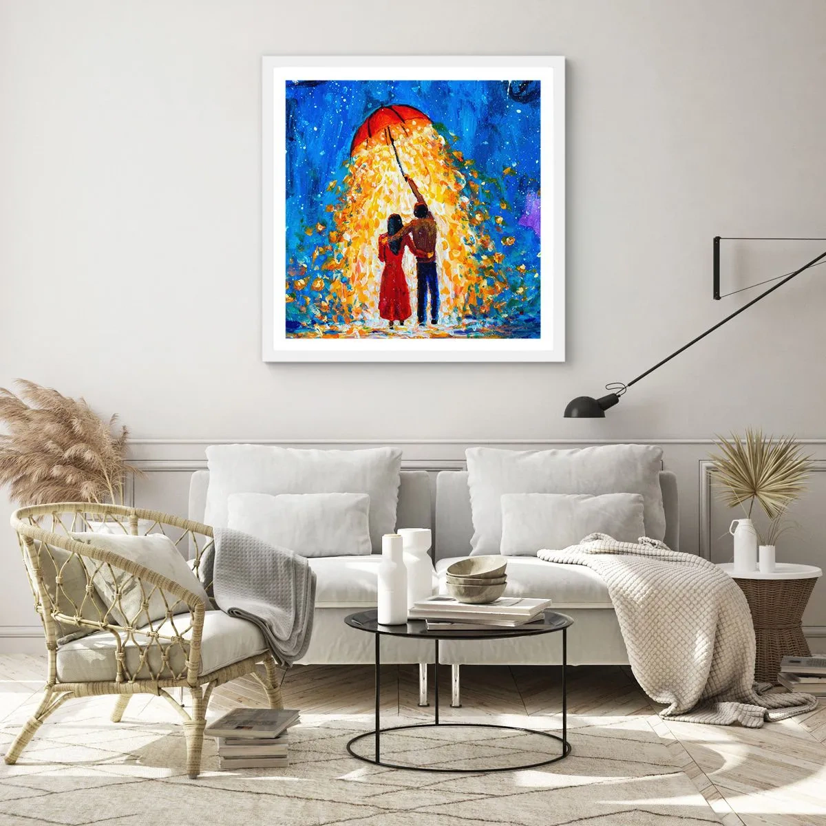 Affisch i vit ram - Magi på en regnig kväll? - 60x60 cm