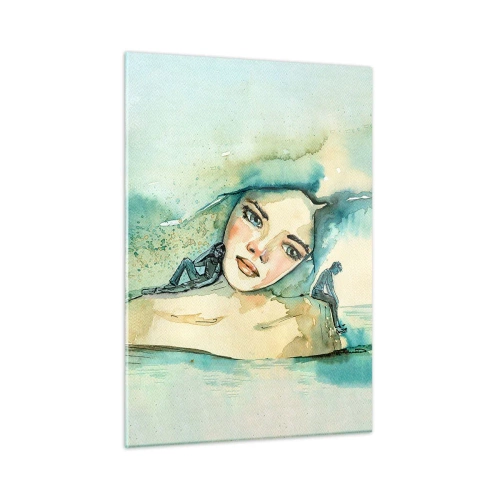 Glastavla - Bild på glas - Am I blue? - 50x70 cm