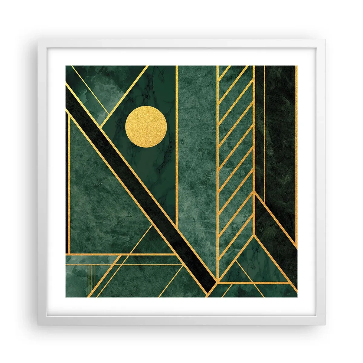 Affisch i vit ram - Dynamik av guld och azurblå - 50x50 cm